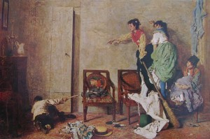 Giacomo Favretto: Il sorcio, 59 x 99 cm. Pinacoteca di Brera Milano.